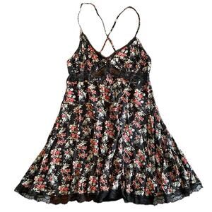 Forever 21‎ Floral Lace Babydoll Mini Dress Viscose Women S Junior L Whimsigoth